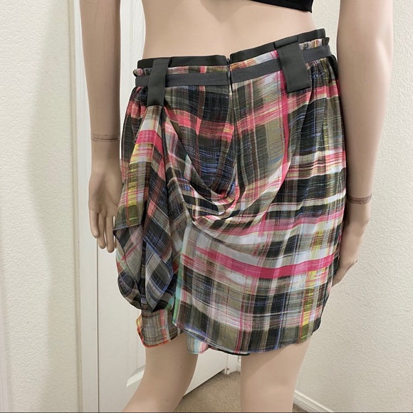 TED BAKER London Plaid Chiffon Skirt Size 2 - Picture 5 of 8